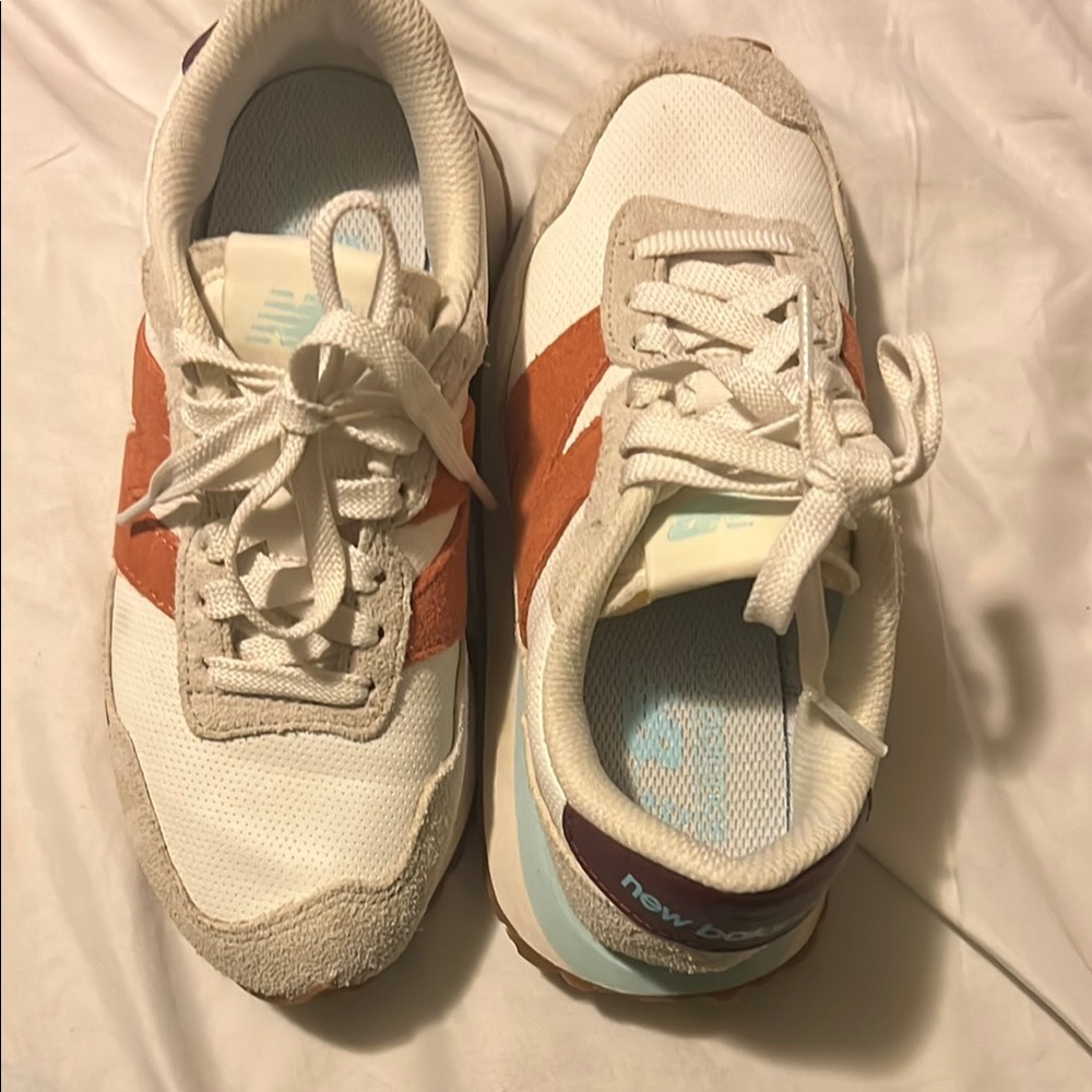 New Balance Women's White Sneakers with Rust Orange Accents